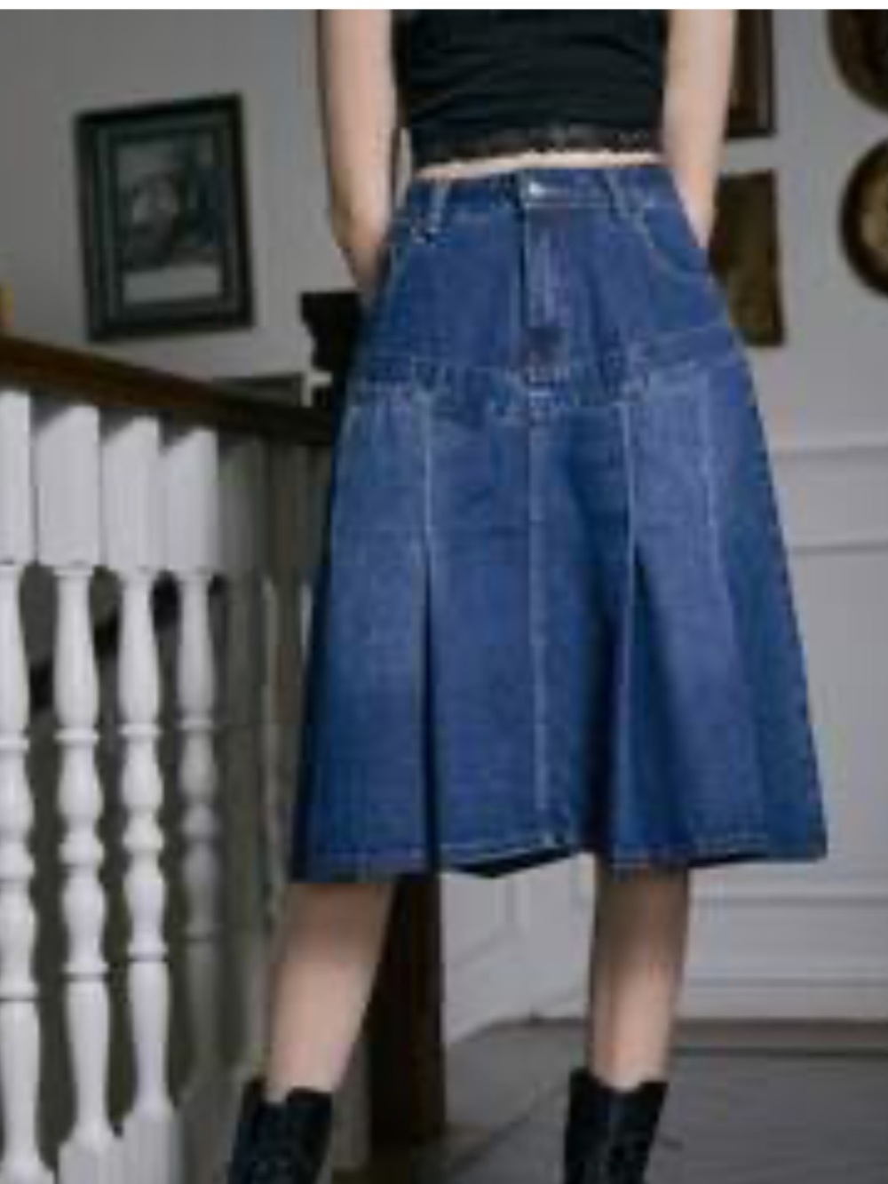 Denim Skirt with pleats